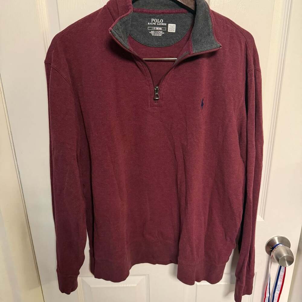 Polo Ralph Lauren Quarter Zip Pullover Size L Red
